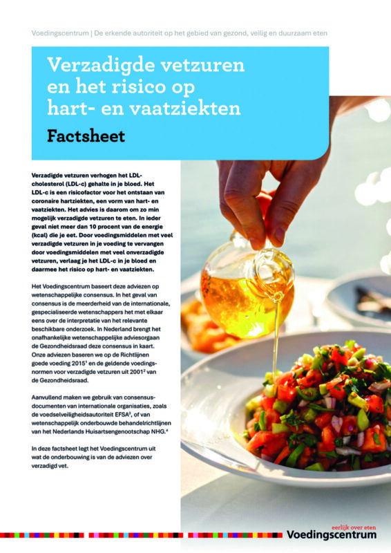 Cover van de factsheet over verzadigde vetzuren en hart- en vaatziekten.