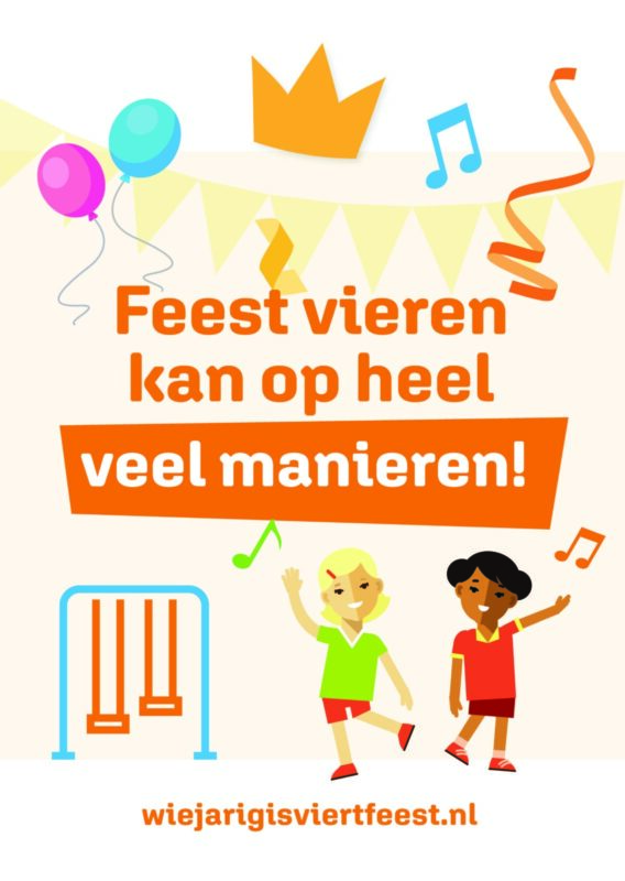 Poster met de tekst Feest vieren kan op veel manieren!