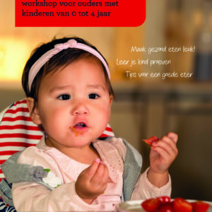 Afbeelding van de poster voor workshop 'Smakelijke eters' met peuter die tomaat eet.