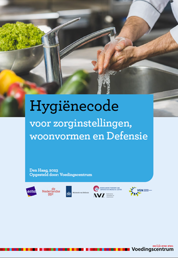 Cover van de Hygiënecode voor zorginstellingen, woonvormen en Defensie, editie 2023