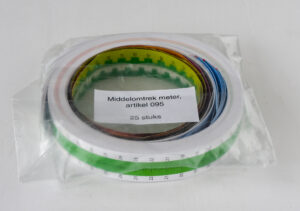 Afbeelding van de Middelomtrek-meter met kleurcodering voor buikvetmeting.